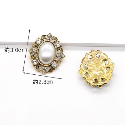 LKERAN 10pc metalni gumbi serije bisera slonovače ravnih leđa Crystal Pearl Decorative Button DIY ručno izrađeni Cvjetni centar Dodaci