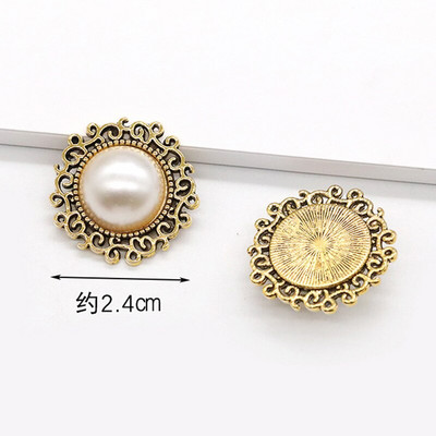 LKERAN 10pc metalni gumbi serije bisera slonovače ravnih leđa Crystal Pearl Decorative Button DIY ručno izrađeni Cvjetni centar Dodaci