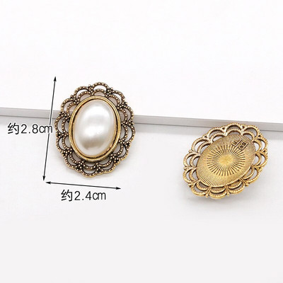 LKERAN 10pc metalni gumbi serije bisera slonovače ravnih leđa Crystal Pearl Decorative Button DIY ručno izrađeni Cvjetni centar Dodaci