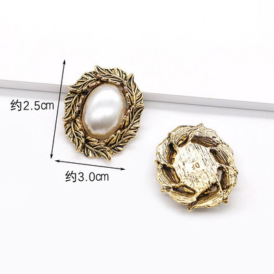 LKERAN 10pc metalni gumbi serije bisera slonovače ravnih leđa Crystal Pearl Decorative Button DIY ručno izrađeni Cvjetni centar Dodaci