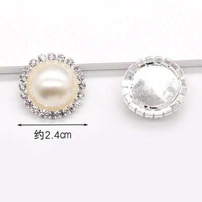 LKERAN 10pc metalni gumbi serije bisera slonovače ravnih leđa Crystal Pearl Decorative Button DIY ručno izrađeni Cvjetni centar Dodaci