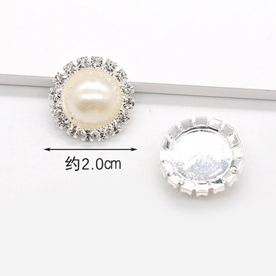 LKERAN 10pc metalni gumbi serije bisera slonovače ravnih leđa Crystal Pearl Decorative Button DIY ručno izrađeni Cvjetni centar Dodaci