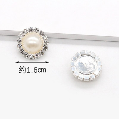 LKERAN 10pc metalni gumbi serije bisera slonovače ravnih leđa Crystal Pearl Decorative Button DIY ručno izrađeni Cvjetni centar Dodaci