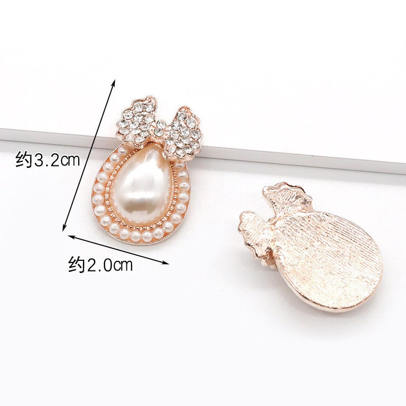 LKERAN 10pc metalni gumbi serije bisera slonovače ravnih leđa Crystal Pearl Decorative Button DIY ručno izrađeni Cvjetni centar Dodaci