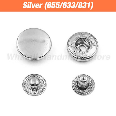 50Komplektid Krõpskinnitused Metallist nööpnööbid, nööbid, õmblemiseks riided riided kotid kingad Leathercraft 831/633/655/201/203