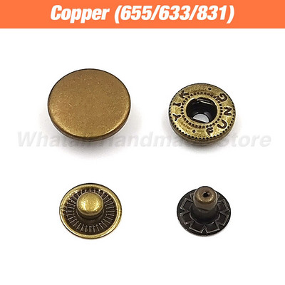 50Komplektid Krõpskinnitused Metallist nööpnööbid, nööbid, õmblemiseks riided riided kotid kingad Leathercraft 831/633/655/201/203