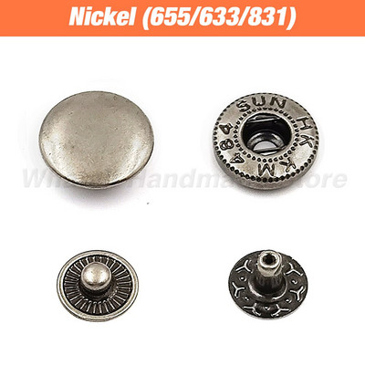 50Komplektid Krõpskinnitused Metallist nööpnööbid, nööbid, õmblemiseks riided riided kotid kingad Leathercraft 831/633/655/201/203