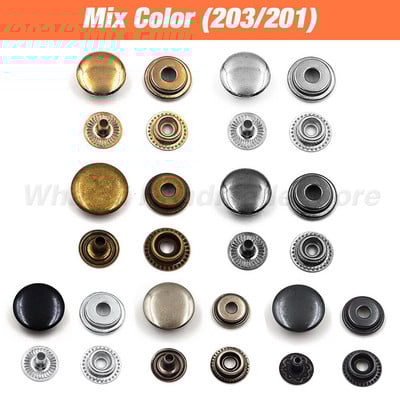 50Komplektid Krõpskinnitused Metallist nööpnööbid, nööbid, õmblemiseks riided riided kotid kingad Leathercraft 831/633/655/201/203
