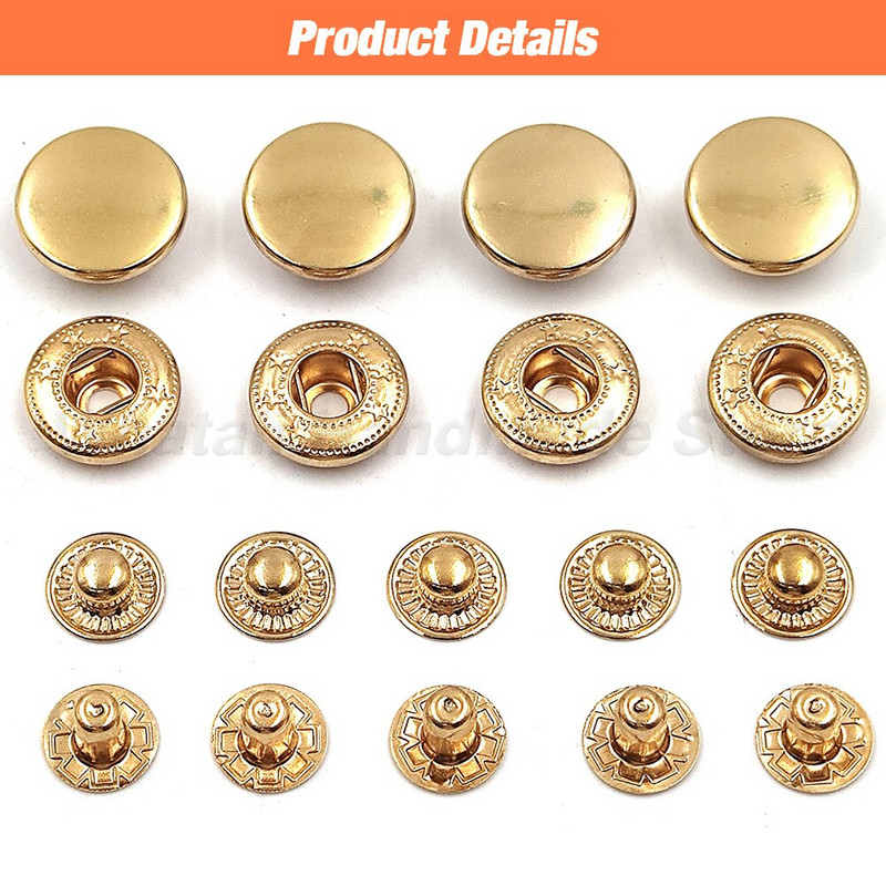 50Komplektid Krõpskinnitused Metallist nööpnööbid, nööbid, õmblemiseks riided riided kotid kingad Leathercraft 831/633/655/201/203