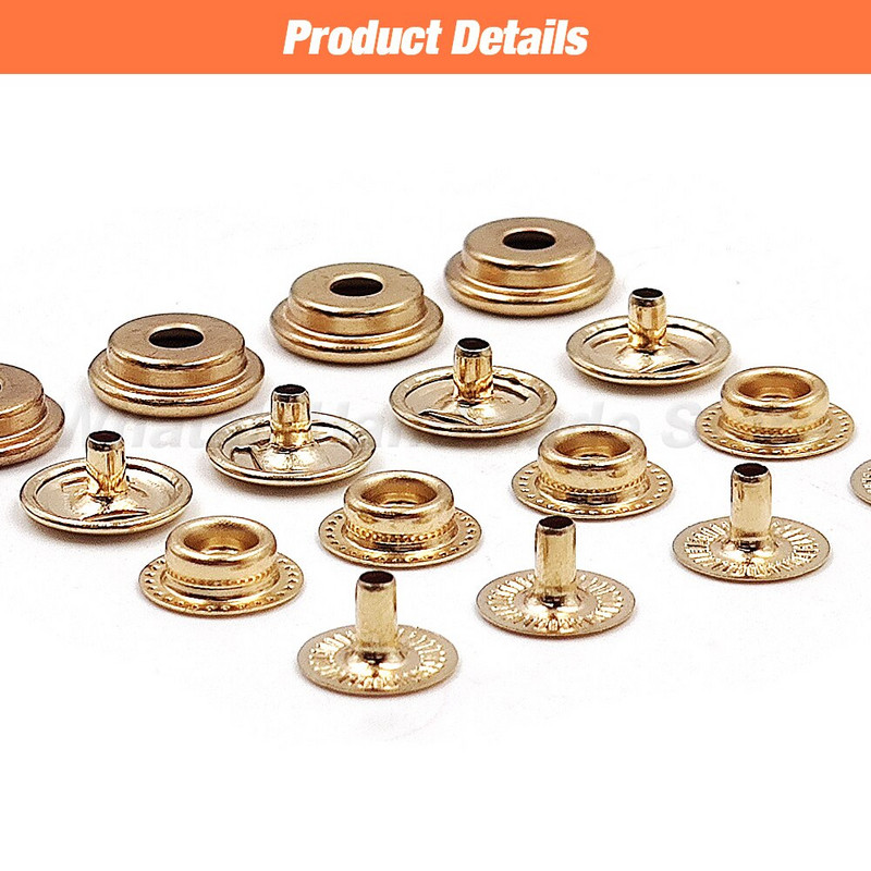 50Komplektid Krõpskinnitused Metallist nööpnööbid, nööbid, õmblemiseks riided riided kotid kingad Leathercraft 831/633/655/201/203