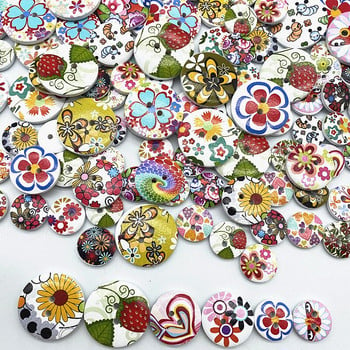 Нови 15-25 мм кръгли дървени копчета в различни цветове, ръчно изработен албум с любовни писма Сватбена декорация, шевни аксесоари