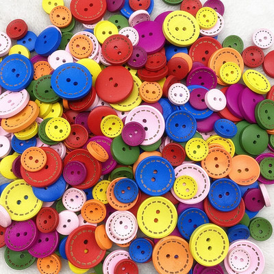 Noi nasturi rotunzi din lemn de 15-25 mm, în diverse culori, lucrați manual cu scrisoare de dragoste, album de însemnări, decorare nuntă, accesorii de cusut