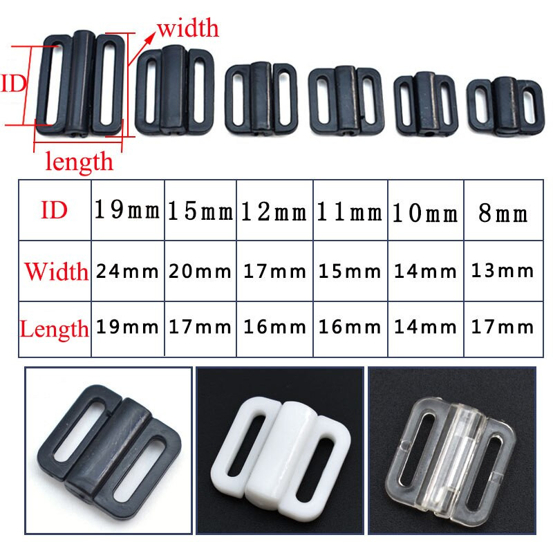 50/100Rinkiniai 10/15/20/25mm Plastikinės liemenėlės sagtys Bikinio dirželiai Sagtys Derva Užsegamas maudymosi kostiumėlis Sagtis Sagtis „Pasidaryk pats“ apatinių drabužių priedai