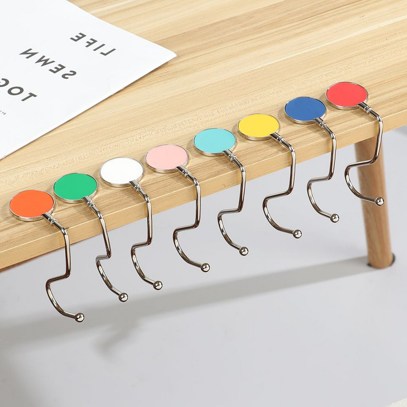 1,33 colio nešiojamas metalinis sulankstomas deimantinis stalo kabykla, rašomasis stalas, kabliukai rankinės pakabos krepšio laikiklis Blizgus spalvingas kelioninės piniginės užsegimas