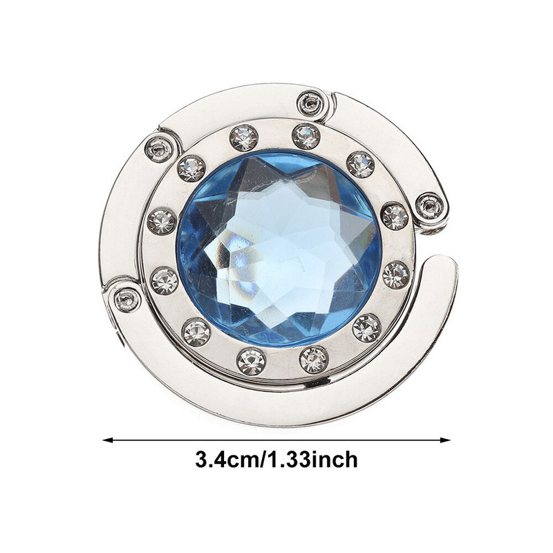 1,33 colio nešiojamas metalinis sulankstomas deimantinis stalo kabykla, rašomasis stalas, kabliukai rankinės pakabos krepšio laikiklis Blizgus spalvingas kelioninės piniginės užsegimas