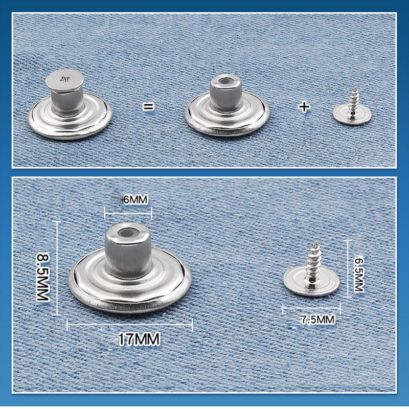 2 τμχ 17mm Στρογγυλό αποσπώμενο Στιγμιαίο κούμπωμα με κουμπιά με ρυθμιζόμενο ανασυρόμενο τζιν Κουμπιά παντελόνι Επέκταση ζώνης μέσης ράψιμο DIY