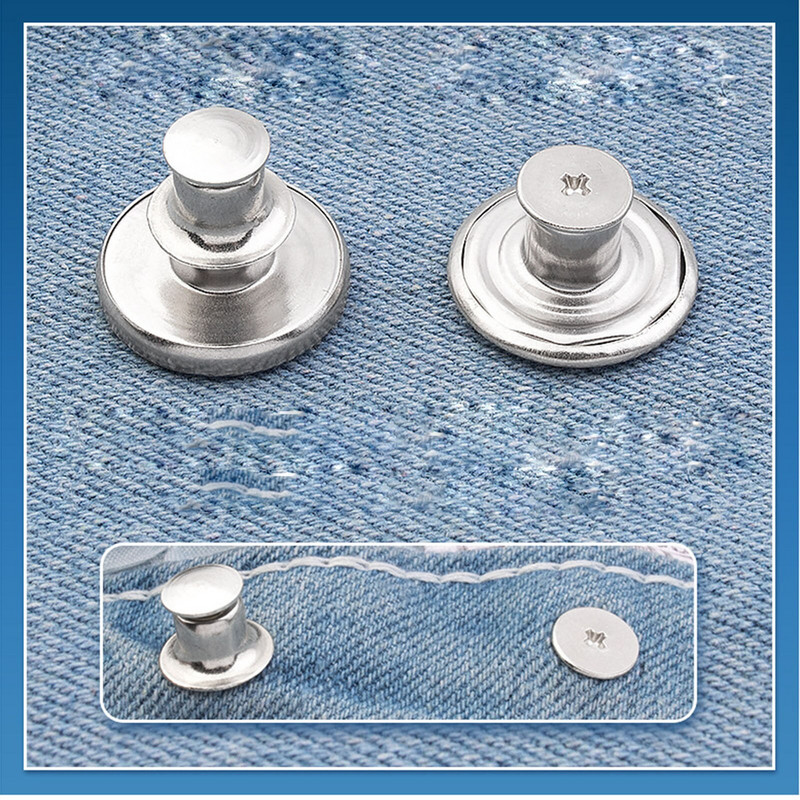 2 τμχ 17mm Στρογγυλό αποσπώμενο Στιγμιαίο κούμπωμα με κουμπιά με ρυθμιζόμενο ανασυρόμενο τζιν Κουμπιά παντελόνι Επέκταση ζώνης μέσης ράψιμο DIY