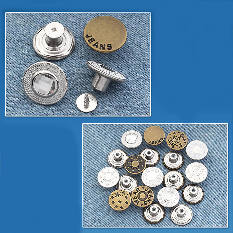 2 τμχ 17mm Στρογγυλό αποσπώμενο Στιγμιαίο κούμπωμα με κουμπιά με ρυθμιζόμενο ανασυρόμενο τζιν Κουμπιά παντελόνι Επέκταση ζώνης μέσης ράψιμο DIY