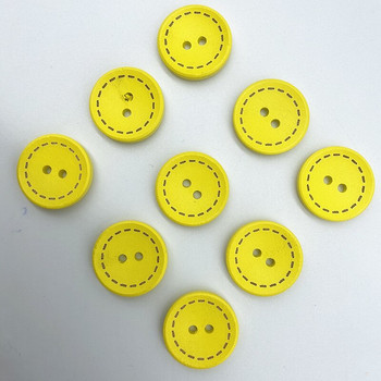 Нови 15-25 мм цветни детски кръгли копчета с дървени пунктирани линии Ръчно изработен скрапбукинг за сватбен декор Шевни аксесоари