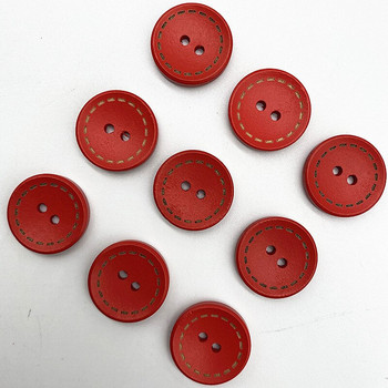 Нови 15-25 мм цветни детски кръгли копчета с дървени пунктирани линии Ръчно изработен скрапбукинг за сватбен декор Шевни аксесоари