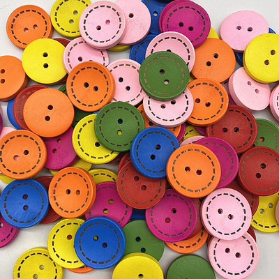 New15-25mm Colored Children`s Round Buttons with Wooden Dotted Lines Handmade  Scrapbooking for Wedding Decor Sewing Accessories