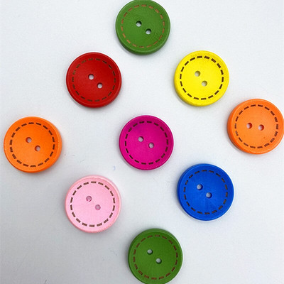 Uued 15–25 mm värvilised laste ümmargused puidust punktiirjoontega nööbid Käsitsi valmistatud väljalõigete raamatud pulmadekoratsiooniks Õmblustarvikud