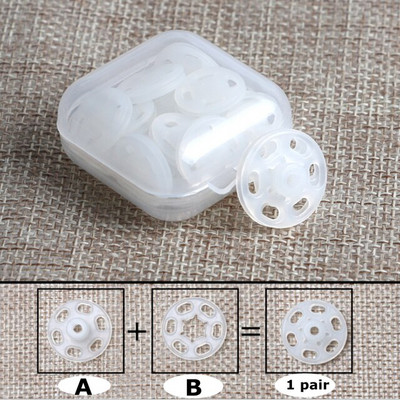 15 Pairs/box 7/10/13/15/18/21MM Διαφανές κρυφό κουμπί Αντιθαμβωτικό κουμπί πουκάμισου Ρούχα Πλαστικά αόρατα κουμπιά κουμπώματος
