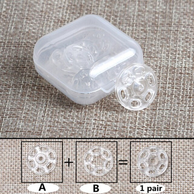 15 Pairs/box 7/10/13/15/18/21MM Διαφανές κρυφό κουμπί Αντιθαμβωτικό κουμπί πουκάμισου Ρούχα Πλαστικά αόρατα κουμπιά κουμπώματος