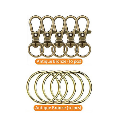 20PCS Okretne kopče Set 10PCS užeta s karabinom s 10PCS prstenova za privjeske za ključeve Kuke za privjeske za ključeve DIY Izrada privjesaka za nakit