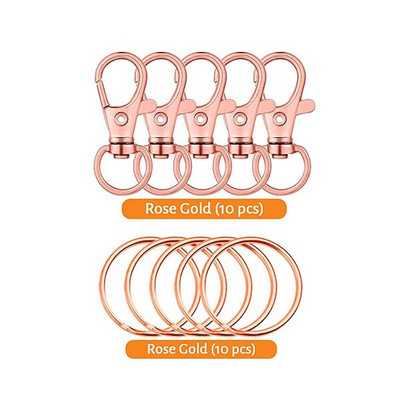 20PCS Okretne kopče Set 10PCS užeta s karabinom s 10PCS prstenova za privjeske za ključeve Kuke za privjeske za ključeve DIY Izrada privjesaka za nakit