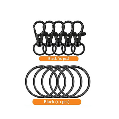 20PCS Okretne kopče Set 10PCS užeta s karabinom s 10PCS prstenova za privjeske za ključeve Kuke za privjeske za ključeve DIY Izrada privjesaka za nakit