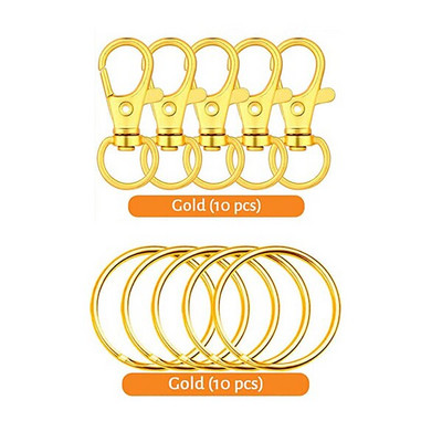 20PCS Okretne kopče Set 10PCS užeta s karabinom s 10PCS prstenova za privjeske za ključeve Kuke za privjeske za ključeve DIY Izrada privjesaka za nakit