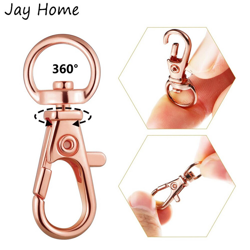 20PCS Okretne kopče Set 10PCS užeta s karabinom s 10PCS prstenova za privjeske za ključeve Kuke za privjeske za ključeve DIY Izrada privjesaka za nakit