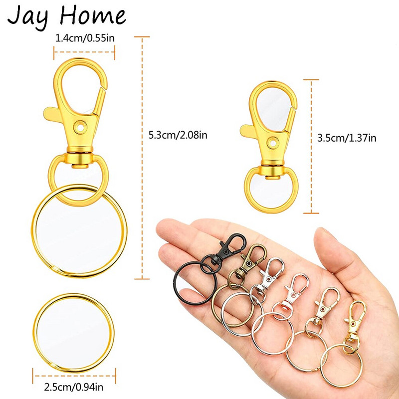 20PCS Okretne kopče Set 10PCS užeta s karabinom s 10PCS prstenova za privjeske za ključeve Kuke za privjeske za ključeve DIY Izrada privjesaka za nakit