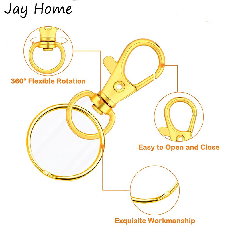 20PCS Okretne kopče Set 10PCS užeta s karabinom s 10PCS prstenova za privjeske za ključeve Kuke za privjeske za ključeve DIY Izrada privjesaka za nakit