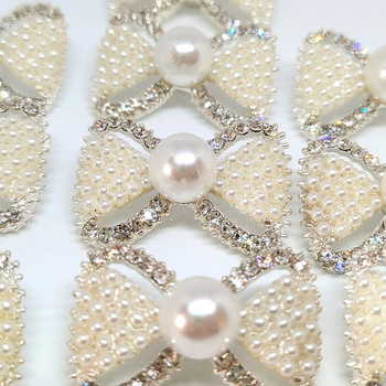 Луксозни перлени кристали с панделка Дизайн копчета на облекло Висококачествен моден декор Копче Метално шиене Облекло ръкоделие Направи си сам