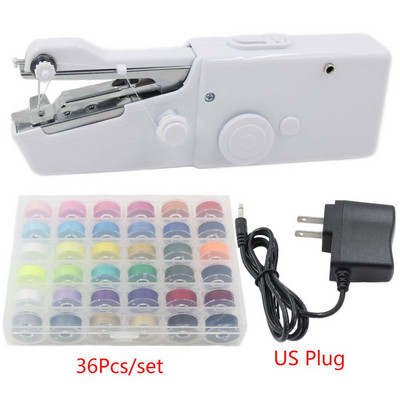 Mini mașină de cusut de mână portabilă Cusătură la îndemână Cusătură cu fir țesături de îmbrăcăminte Mașină de cusut electrică cu truse de cusut