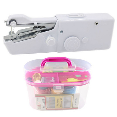 Mini mașini de cusut portabile de mână Stitch Sew țesături de îmbrăcăminte fără fir Mașină de cusut electrică Set de cusături