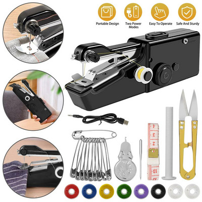Mini mașină portabilă de cusut manuală rapidă, la îndemână, cusătură, cusut, țesături de haine fără fir, mașină de cusut electrică de uz casnic