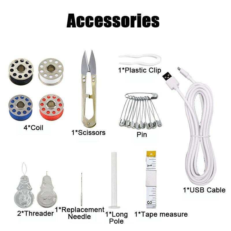 Mini mașină de cusut Mașină de cusut portabilă din plastic, cu 2 viteze, cusătură cu un singur fir, gadget mic de cusut, dropshipping