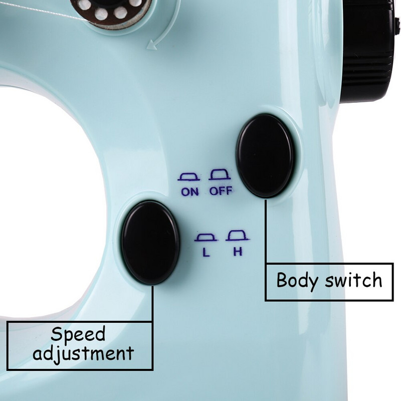 INNE miniõmblusmasina käsiraamat, kaasaskantav elektriline näputöö, öövalgusega jalgpedaalilaud, kahe keermega komplekt, lihtne