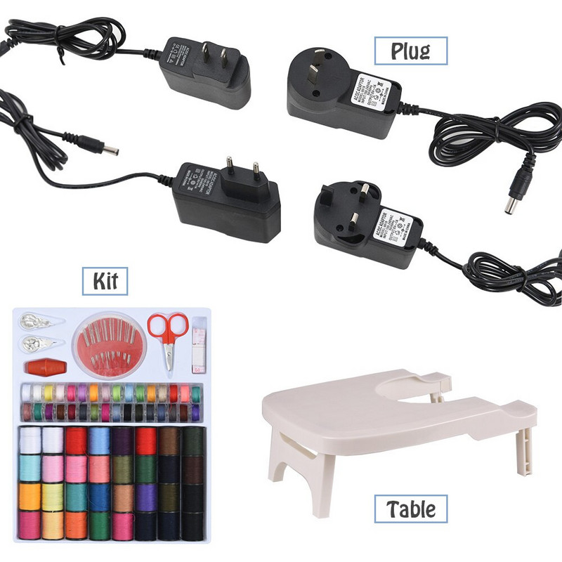 INNE miniõmblusmasina käsiraamat, kaasaskantav elektriline näputöö, öövalgusega jalgpedaalilaud, kahe keermega komplekt, lihtne