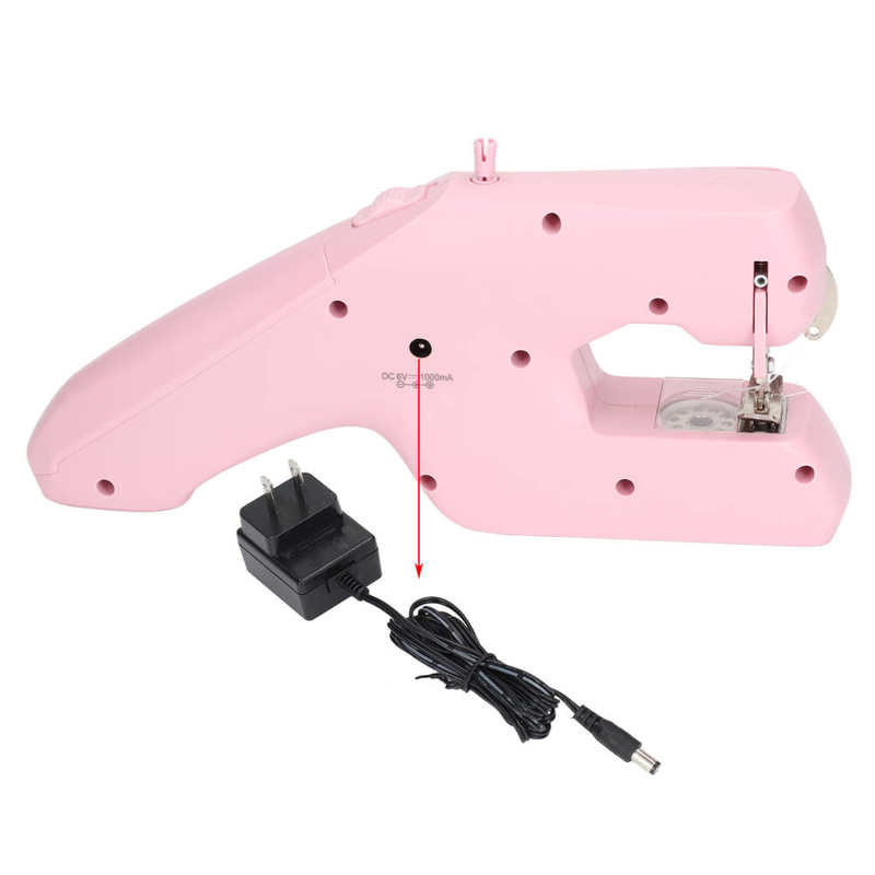 Ραπτομηχανή Χειρός Ροζ Οικιακό Μικρό Φορητό Ηλεκτρικό Εργαλείο Ραπτικής Διπλής Κλωστή για DIY US Plug 110 to 240V