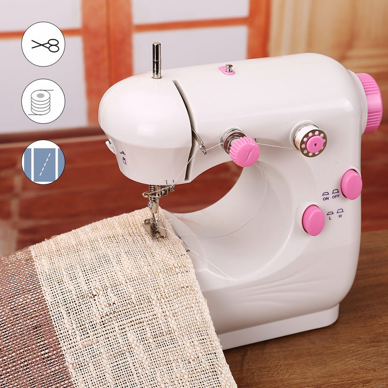 Ραπτομηχανή INNE Mini Portable Assistant Household Handheld Electrec with Night Light Foot Pedal Straight Line Two Thread Kit