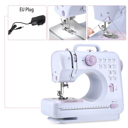 1 set višestrukih električnih šivaćih strojeva Stolni stol Overlock DIY odjeća Debelo šivanje 12 uboda Podesiva brzina 505A USB punjenje