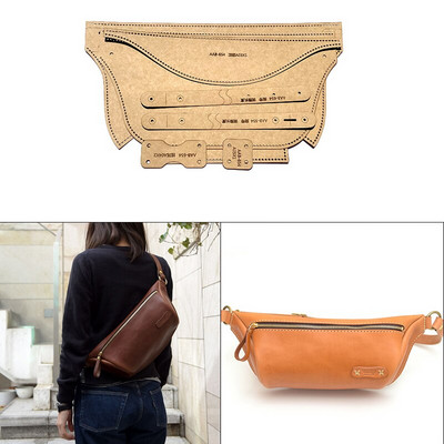 1 set ručno rađene neutralne torbe za prsa preko tijela, šablona za šivanje, kraft papir, kožna šablona za šivanje, šablona 39x17 cm