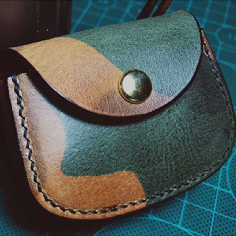 1 rinkinys kraftpopieriaus siuvimo rašto, skirto rankų darbo vintažiniam mini mažoms monetų piniginėms, „pasidaryk pats“ odinio rankdarbių trafareto siuvimo šablonui, 7x5,5 cm