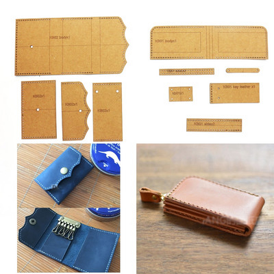 Направи си сам кожена чанта с ключодържател за щанцоване на шаблон от крафт хартия с дебелина 500 g/m² картонен шаблон