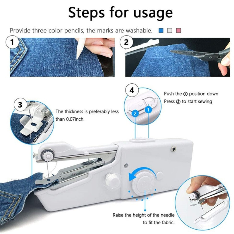 Μίνι φορητή ραπτομηχανή χειρός Ράψτε κεντήματα ασύρματα ρούχα υφάσματα Μίνι ηλεκτρική ραπτομηχανή