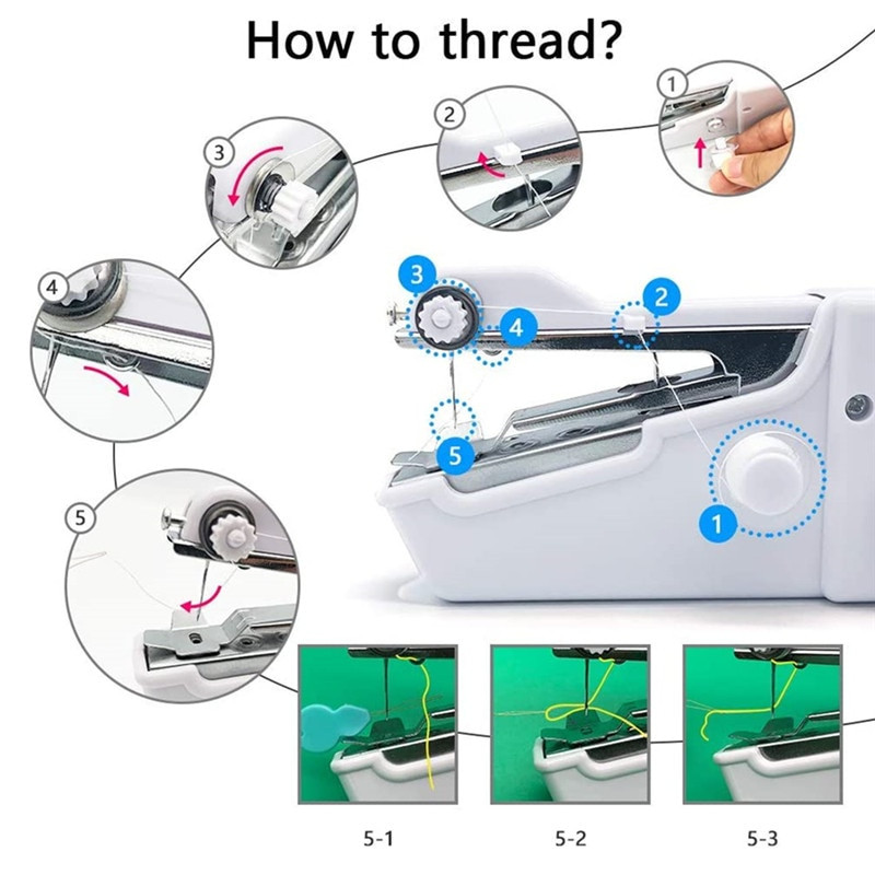 Μίνι φορητή ραπτομηχανή χειρός Ράψτε κεντήματα ασύρματα ρούχα υφάσματα Μίνι ηλεκτρική ραπτομηχανή